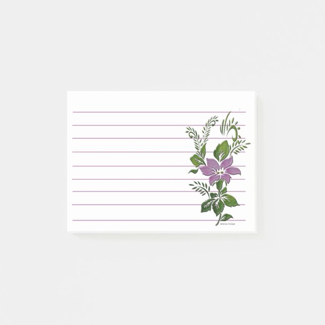 Bloco De Notas Linha floral roxa (Frente)