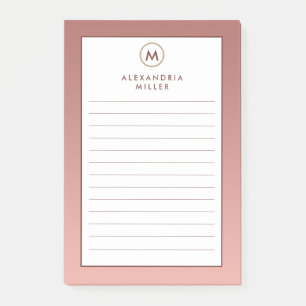 Bloco De Notas Linhagem Dourada Monográfica Rosa Elegante Rosa Ro