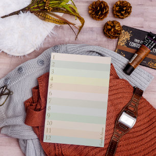 Bloco De Notas Linhas de Pastel com Grandes Números Dourados