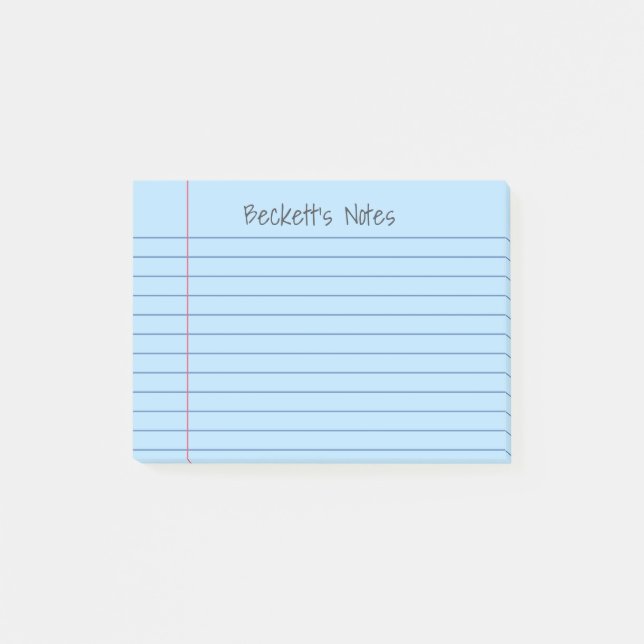 Bloco De Notas Linhas do notebook pálido Azul Adicionar seu nome (Frente)