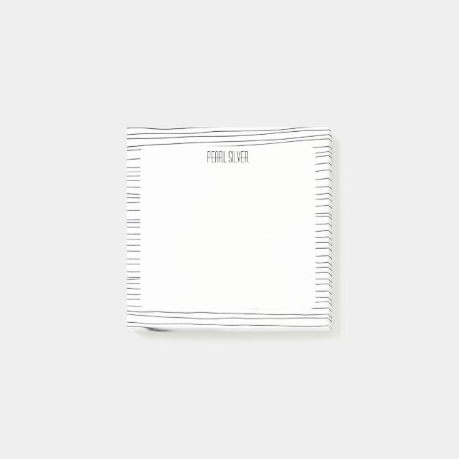 Bloco De Notas Linhas Manuscritas Monograma Chic Personalizado (Frente)