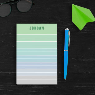 Bloco De Notas Linhas Ombre Verde Azul Cinza Adicionar Nome