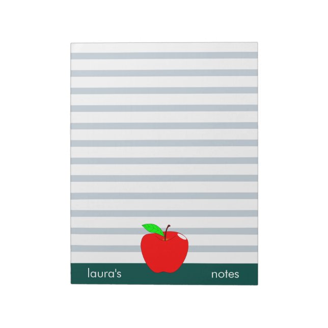 Bloco De Notas Linhas Verdes Personalizadas do Professor de Maçã  (Invertido)