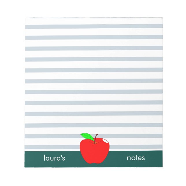 Bloco De Notas Linhas Verdes Personalizadas do Professor de Maçã  (Frente)
