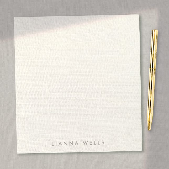 Bloco De Notas Lino Personalizado Minimalista Elegante (imagem)  (Ivory Linen background notepad - EXPLORE COLLECTION BELOW)