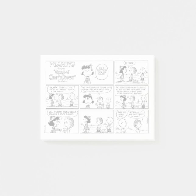 Bloco De Notas Linus diz à Lucy que ela é Crabby (Frente)