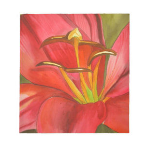 Bloco De Notas Lírio do dia de vermelho arte de flor de aquarela
