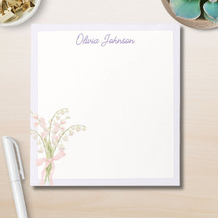 Bloco De Notas Lírio do Vale Floral de Aquarela Monogramada