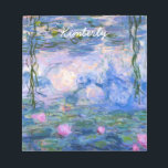 Bloco De Notas Lírios de água<br><div class="desc">Water Lily é uma série de mais de 200 pinturas a óleo do Impressionista Francês Claude Monet. Esta pintura,  completada em 1919,  apresenta tons de azul e rosa.</div>