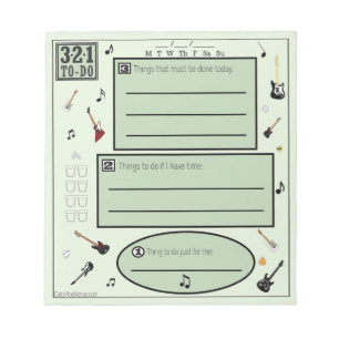 Bloco De Notas Lista Colorida a Fazer para Amantes de Violão