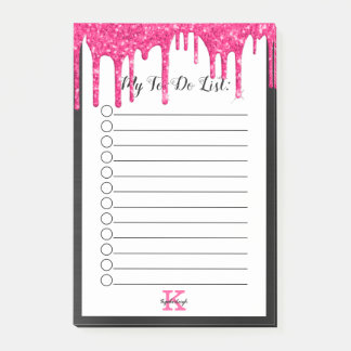 Bloco De Notas Lista de Ações a Fazer do Monograma de Drives Rosa