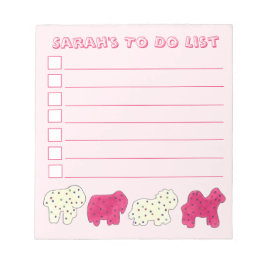 Bloco De Notas Lista De Bolachas Animais Do Zoo De Circo Branco C