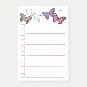 Bloco De Notas Lista de Borboletas Personalizadas para Fazer