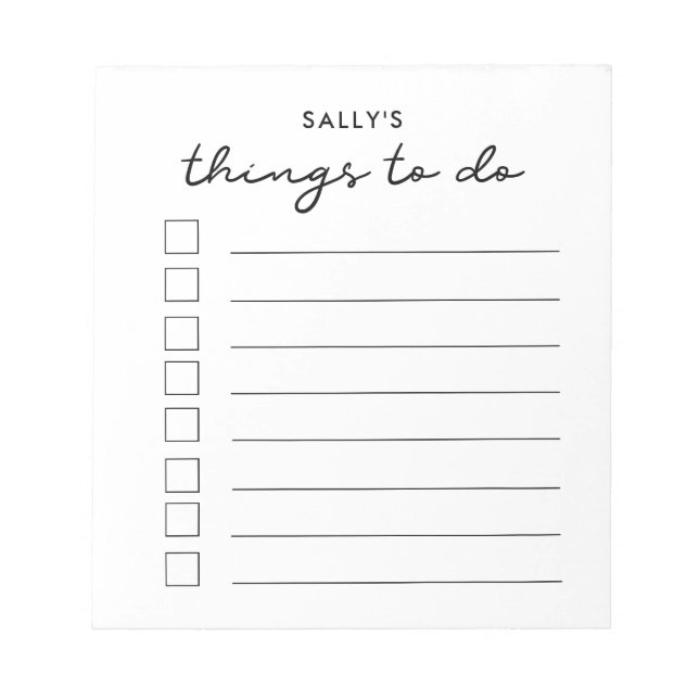 Bloco De Notas Lista de coisas a fazer (Frente)