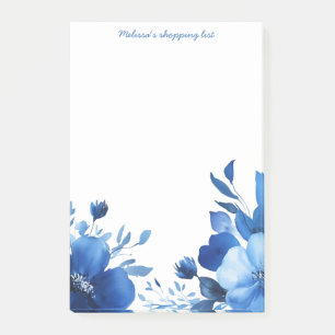 Bloco De Notas Lista de Compras da Mercearia Blue Blooms PERSONAL