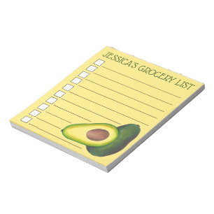 Bloco De Notas Lista de compras personalizadas do Avocado amarelo