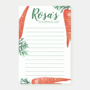 Bloco De Notas Lista de Compro de Produtos de Carrots de Aquarela