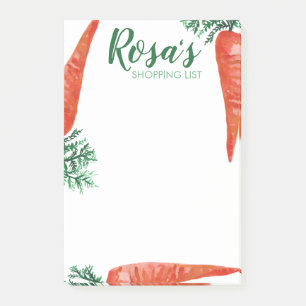 Bloco De Notas Lista de Compro de Produtos de Carrots de Aquarela