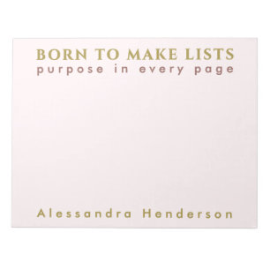 Bloco De Notas Lista de Diversão de Nome Personalizado Pink Minim