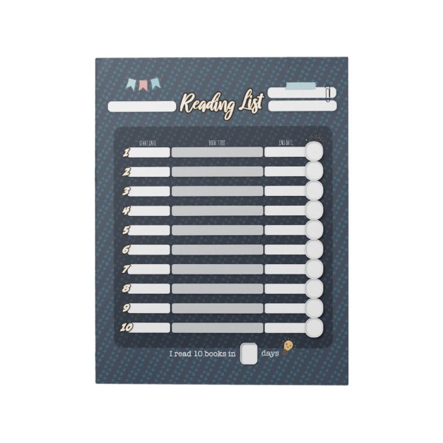 Bloco de notas LISTA DE LEITURAS PARA CRIANÇAS (Invertido)