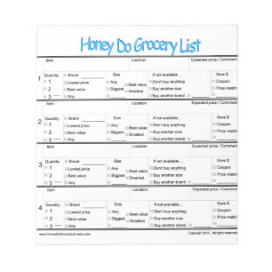 Bloco De Notas lista de mercearias do mel...