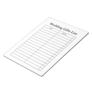 Bloco de Notas Lista de Presentes de Casamento
