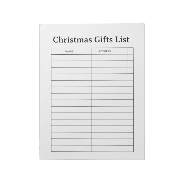 Bloco de Notas Lista de Presentes de Natal (Invertido)