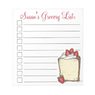 Bloco De Notas Lista de Produtos Personalizados da Fatia de Bolo