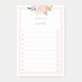 Bloco De Notas Lista de Rosa de Jardim Rosa de Aquarela Floral Ma