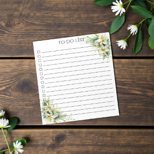 Bloco De Notas Lista de Tarefas Aquarela Lírio Moderno Boho Chic