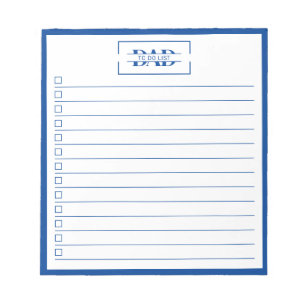 Bloco De Notas Lista de Tarefas com Monograma Azul Moderno do Pap