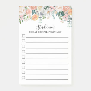 Bloco De Notas Lista de Tarefas com Monograma Floral Rosa Encanta