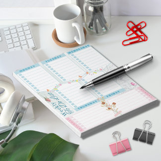 Bloco De Notas Lista de tarefas com tema azul-rosa azul da borbol