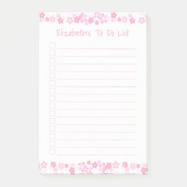 Bloco De Notas Lista de Tarefas Cor-de-Rosa 4x6 Notas Adhesivas P