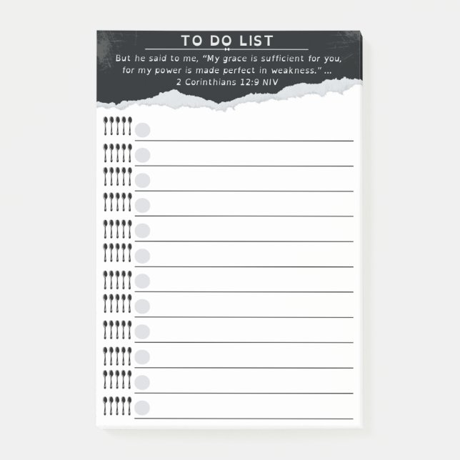 Bloco De Notas Lista de Tarefas da Spoonie (Frente)