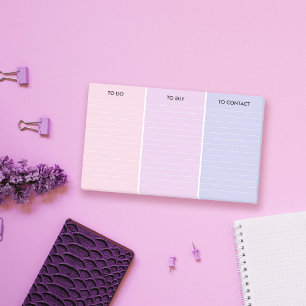 Bloco De Notas Lista de Tarefas de Categoria Roxo 3 Rosa