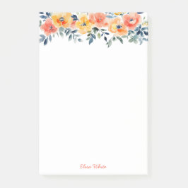 Bloco De Notas Lista de Tarefas de Compras Florais em Aquarela PE