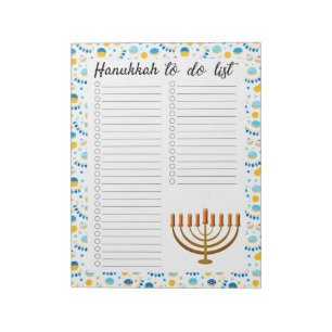 Bloco De Notas Lista de Tarefas de Hanukkah