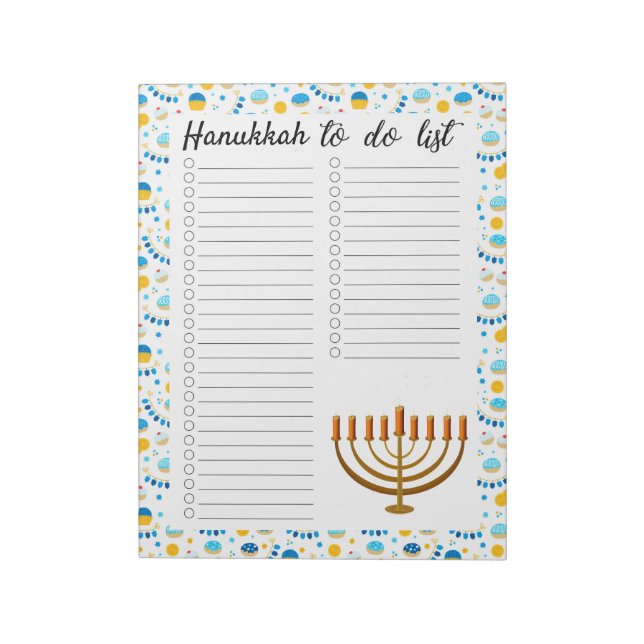 Bloco De Notas Lista de Tarefas de Hanukkah (Invertido)