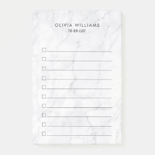 Bloco De Notas Lista de Tarefas de Mármore Branco Clássico