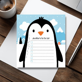 Bloco De Notas Lista de Tarefas de Neve de Pinguim Fofo Ilustraçã