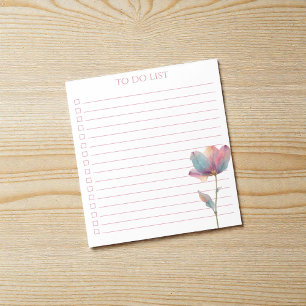 Bloco De Notas Lista de Tarefas de Tulipa em Aquarela Boho Chic M