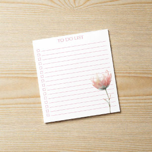 Bloco De Notas Lista de Tarefas de Tulipa em Aquarela Boho Chic M