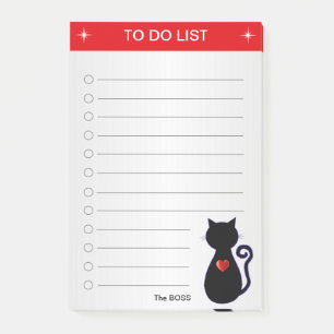Bloco De Notas Lista de Tarefas Elegante & Silhueta de Gato Preto