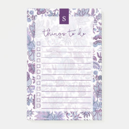 Bloco De Notas Lista De Tarefas Florais Vinculadas A Boho Roxo Vi
