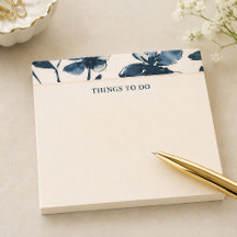 Lista de Tarefas Floral Índigo Marinho Creme