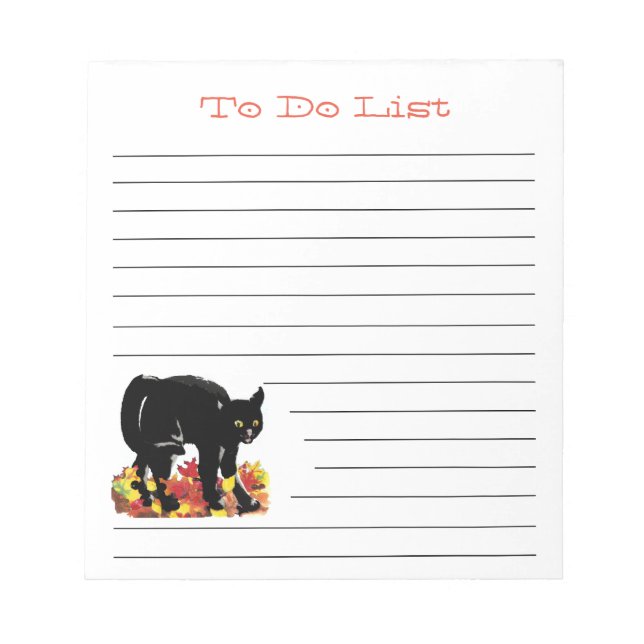 Bloco de Notas Lista de Tarefas Gato Preto (Frente)