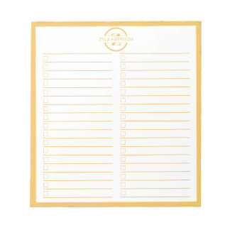 Bloco De Notas Lista de Tarefas Minimalista Amarela com Nome Mono