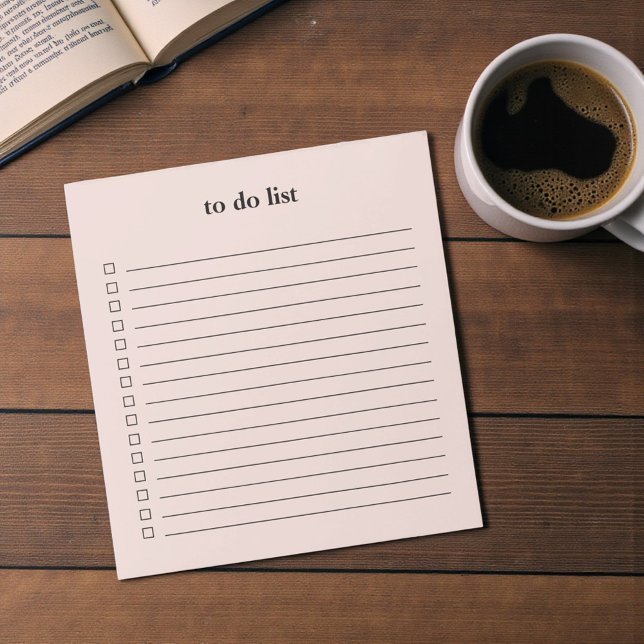 Bloco De Notas Lista de Tarefas Minimalista Rosa Bege Professora  (Blush Pink To Do List Minimalist Teacher Simple Notepad)
