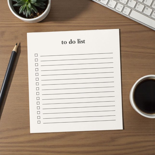 Bloco De Notas Lista de Tarefas Minimalista Simples Bege Creme pa (Cream Beige To Do List Minimalist Teacher Simple Notepad)